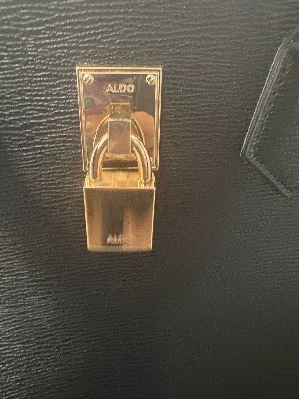 Aldo Black Satchel with Gold Lock Hardware